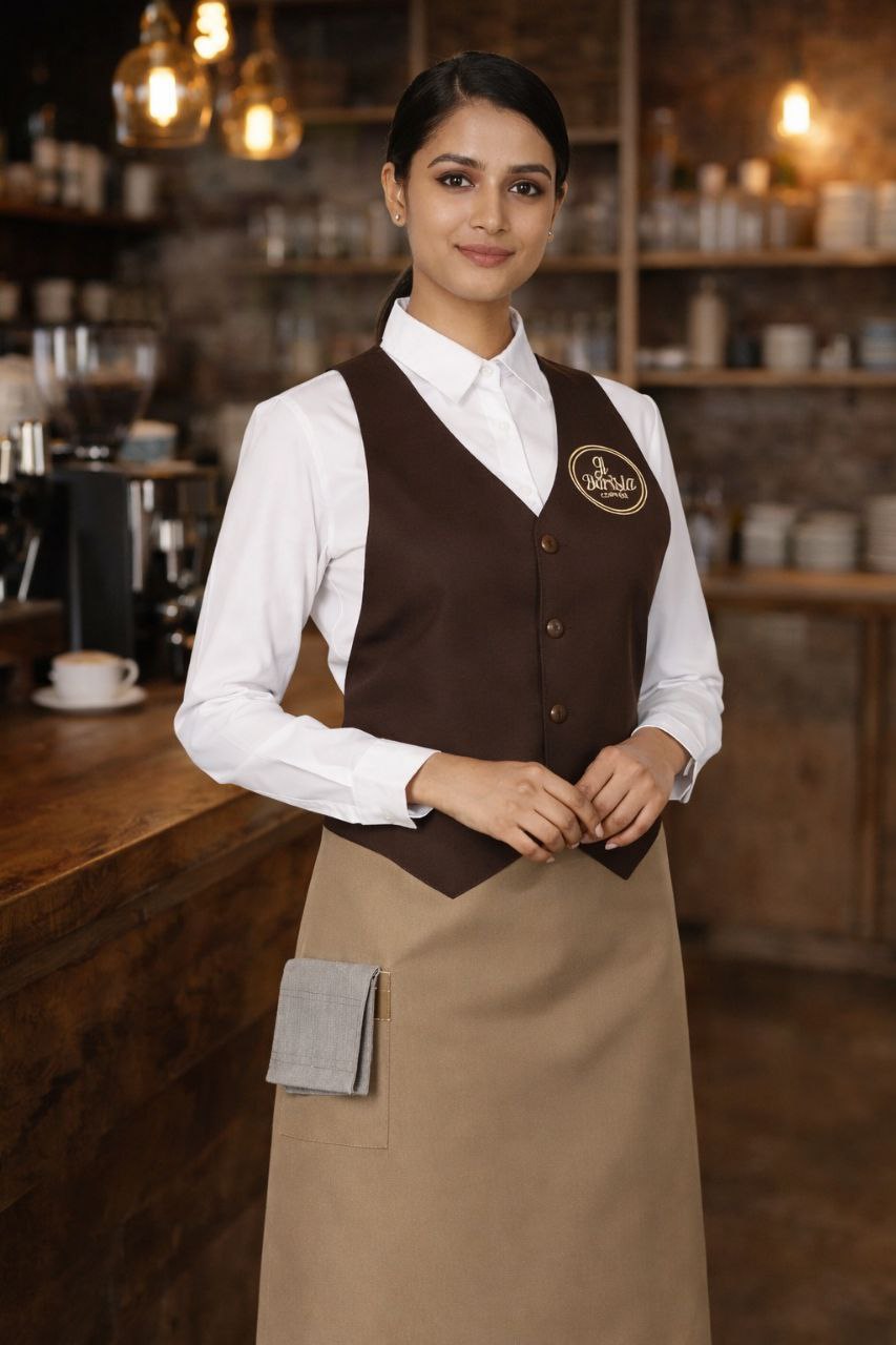 Premium One-Piece Restaurant Uniform Integrated Vest & Apron  Professional HoReCa Workwear